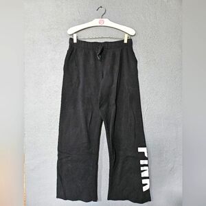 Victoria's Secret PINK Black w/ White Block Writing Sweatpants.
